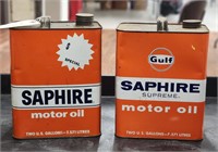 (2) 2GAL "Gulf Saphire" Motor Oil Cans