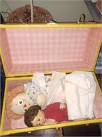 Antique Doll Trunk w/ Vtg. Dolls