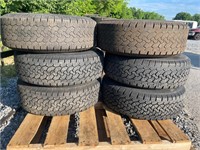 Skid Lot Of (6) LT245/75R17 Tires Mounted on Rims