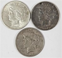 3 1925 U.S. Silver Peace Dollars