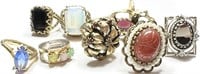 Lot of (8) Vintage Costume Jewelry Rings