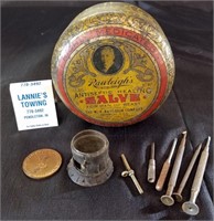 Vintage Rawleigh's Salve Tin, Jeweler's Eye Loupe