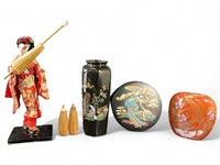 Japanese vases, wall decor, two Japanese wood