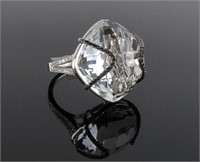18K White Gold Diamond, Topaz Ring