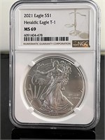 2021 American Silver Eagle NGC MS 69 Type 1