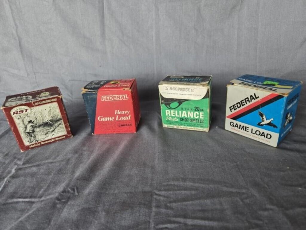 20 gauge shells, Blue Box 6 shells, red box 14,