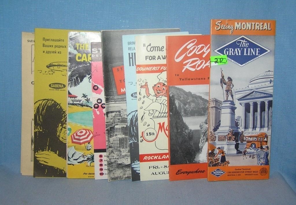 Group of vintage travel maps and brochures