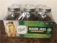 6 Half Gallon Ball mason jars wide mouth