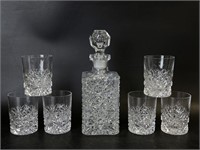 Cut Glass Decanter and Glasses