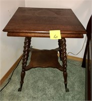 Antique Parlor Table with Claw and Clear Ball Leg