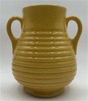 Vintage Yellow 2 Handled Vase Unmarked