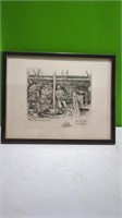 Vintage 1947 Oil Drill Etching.  50th Anniversary