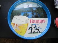 Vintage Hamm's Beer Serving Tray; Black Lacquer