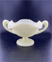 Fenton Custard Glass Berry Bowl, Fenton Pedestal