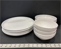 White Over and Back Porcelain Dishes