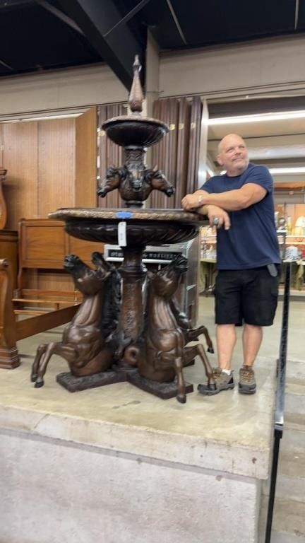 LARGE BRONZE HORSE FOUNTAIN - 7.5' TALL X 4' WIDE