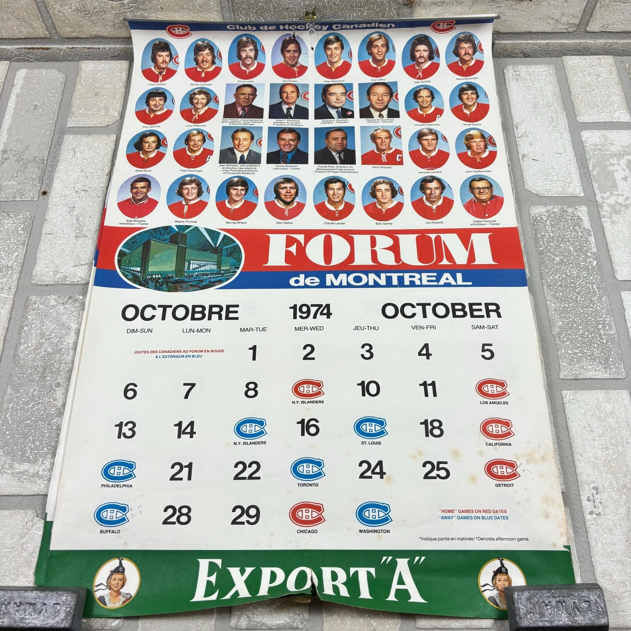 1974 Montréal Canadiens Calendar