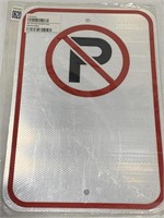 METAL REFLECTIVE NO PARKING SIGN 12x18IN