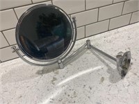 Wall mounted chrome makeup mirror arm