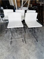 Set of 4 modern leather & chrome stools