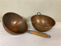 2 copper candy making beating bowls