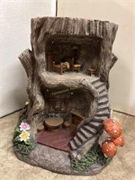Decorative fairy gnome stump house 15" T
