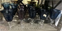 Set of Blue Tall Glass Stemware