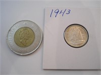 Canada 10 cents 1943 tres beau