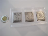 Lot de 3 timbres olympiques en argent .999