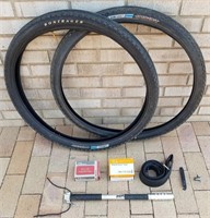 Bontrager Tires & Tubes, Q & Serfas Tubes, Pump