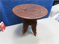 Heavily Carved Wooden 2pc 14" Accent Table