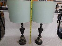 Pair of Table Lamps w/Light Blue Shades