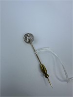 Antique 14k Hat Pin with White Diamond