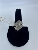 Sterling Diamond Cocktail Ring sz 9
