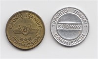 2 Different Toronto Transit Tokens