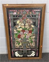 Framed Leaded Stained Glass Panel - Ornate