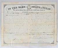 1854 Texas Governor E.M. Pease Signed Land Grant