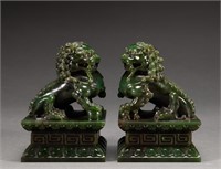 Jade lion pair in Qing Dynasty