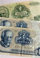 1980 Femti Kroner, Vintage Norway Currency