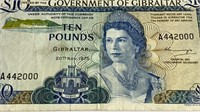 Vintage Currency Gibraltar Ten Pounds 1975