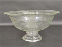 Clear Patterned Glass Footed Bowl