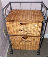 Rolling Wicker Organizer 16 x 12 x 24 1/2