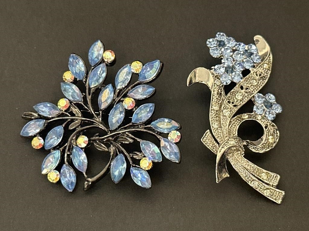 Blue Sparkly Brooches