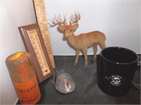 Vtg Deer, Thermometer, Cheers Mug, Drill Bits+