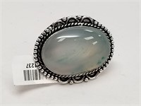 Moss Agate German Silver Ring, Size 6