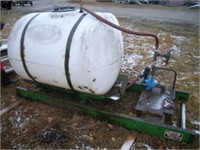 350 imp. gal. poly tank mounted on steel frame