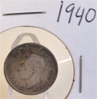 1940 Georgivs VI Canadian Silver Dime