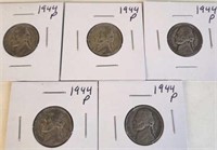 5 - 1944 P Jefferson Silver War Nickels