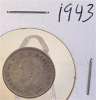 1943 Georgivs VI Canadian Silver Dime