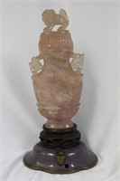 A Chinese Cloisonne Base Pink Quartz Vase